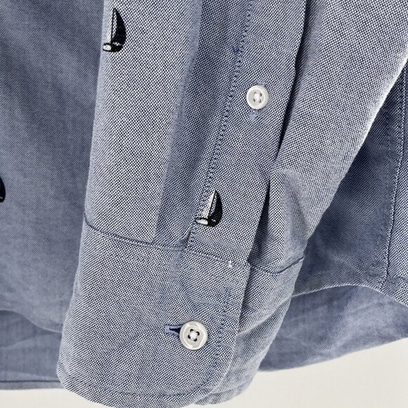 J Crew  Flex Men's Medium Shirt  Long Sleeve Sail Boats - Picture 6 of 9